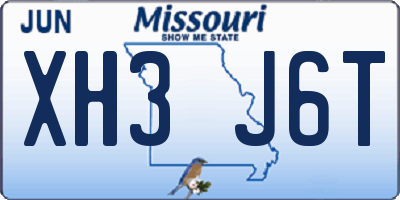 MO license plate XH3J6T