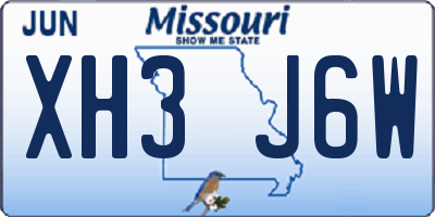 MO license plate XH3J6W