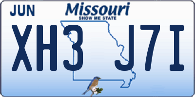 MO license plate XH3J7I
