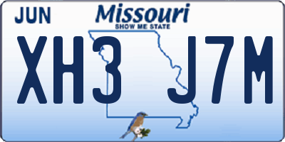 MO license plate XH3J7M