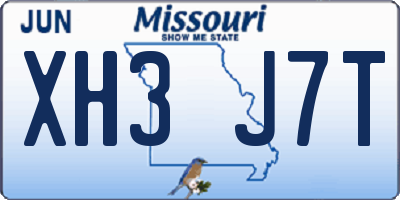 MO license plate XH3J7T