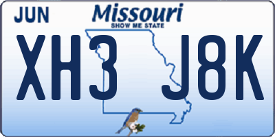 MO license plate XH3J8K