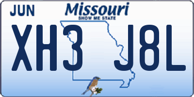 MO license plate XH3J8L