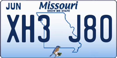 MO license plate XH3J8O