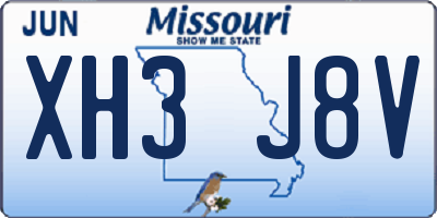 MO license plate XH3J8V