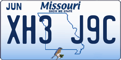 MO license plate XH3J9C