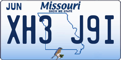 MO license plate XH3J9I