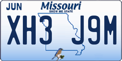 MO license plate XH3J9M