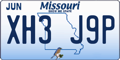 MO license plate XH3J9P