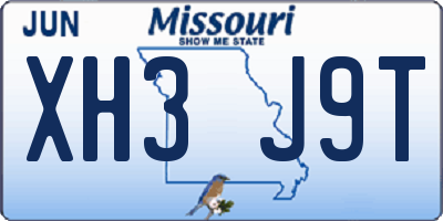 MO license plate XH3J9T