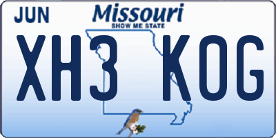 MO license plate XH3K0G