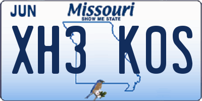 MO license plate XH3K0S