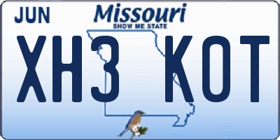 MO license plate XH3K0T