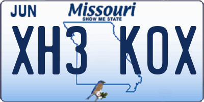 MO license plate XH3K0X