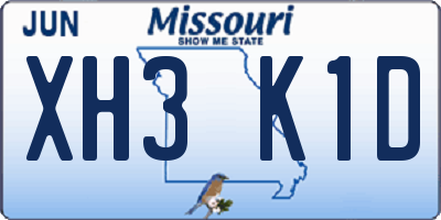MO license plate XH3K1D