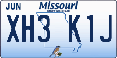 MO license plate XH3K1J