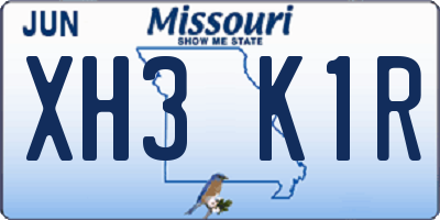 MO license plate XH3K1R