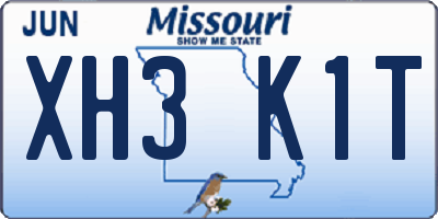MO license plate XH3K1T