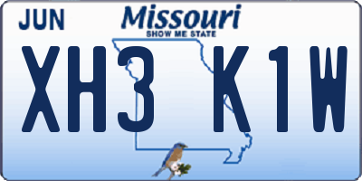 MO license plate XH3K1W