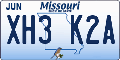 MO license plate XH3K2A