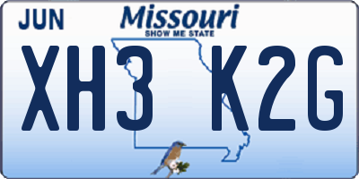 MO license plate XH3K2G