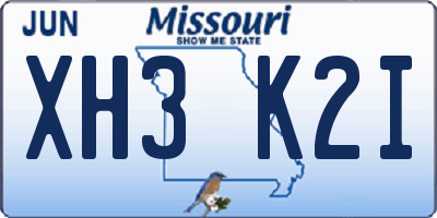 MO license plate XH3K2I