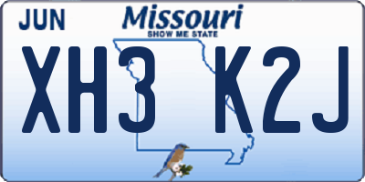 MO license plate XH3K2J