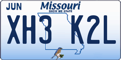 MO license plate XH3K2L