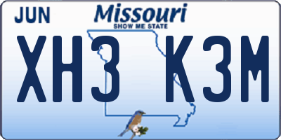 MO license plate XH3K3M