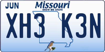 MO license plate XH3K3N