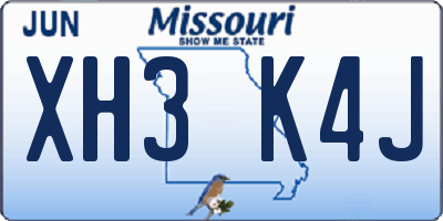 MO license plate XH3K4J