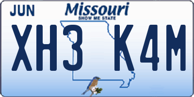 MO license plate XH3K4M