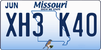 MO license plate XH3K4O