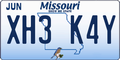 MO license plate XH3K4Y