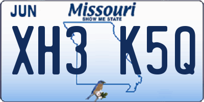 MO license plate XH3K5Q