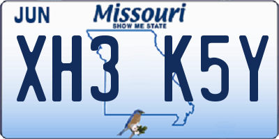 MO license plate XH3K5Y