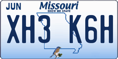 MO license plate XH3K6H