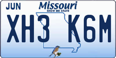 MO license plate XH3K6M