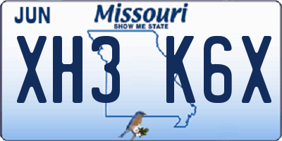 MO license plate XH3K6X