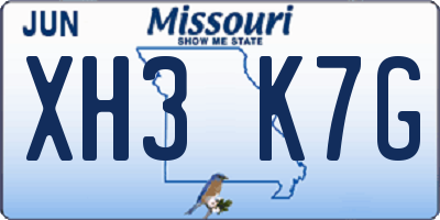 MO license plate XH3K7G