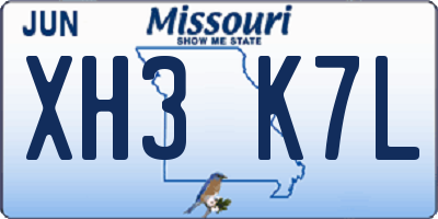 MO license plate XH3K7L