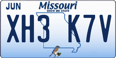 MO license plate XH3K7V