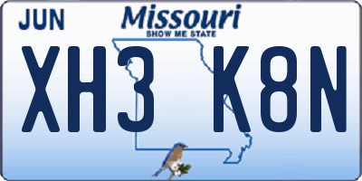 MO license plate XH3K8N
