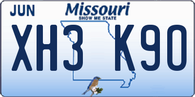 MO license plate XH3K9O