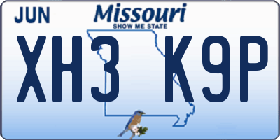 MO license plate XH3K9P