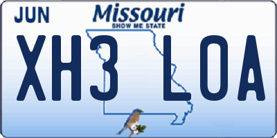 MO license plate XH3L0A