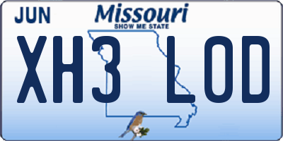 MO license plate XH3L0D