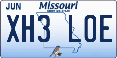 MO license plate XH3L0E