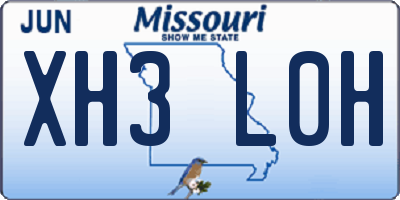 MO license plate XH3L0H