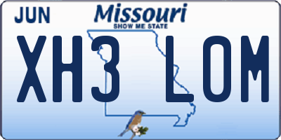 MO license plate XH3L0M